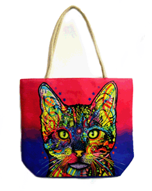 Dean Russo Techno Jute Shiva Cat Tote Bag